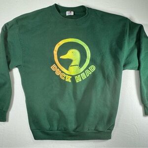 Vintage Duck Head Sweatshirt Green Logo 80s 90s Made In USA